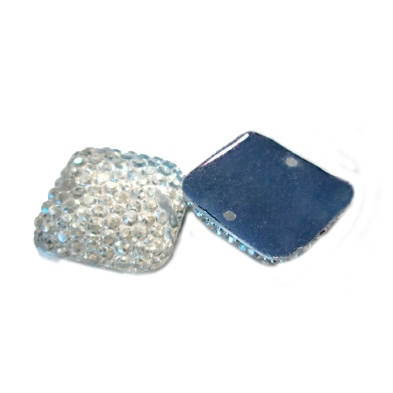 Square-shaped Buttons with Rhinestones - Silver
