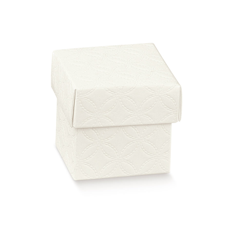 Caixas com Tampa e Fundo - Branco - "Matelasse"