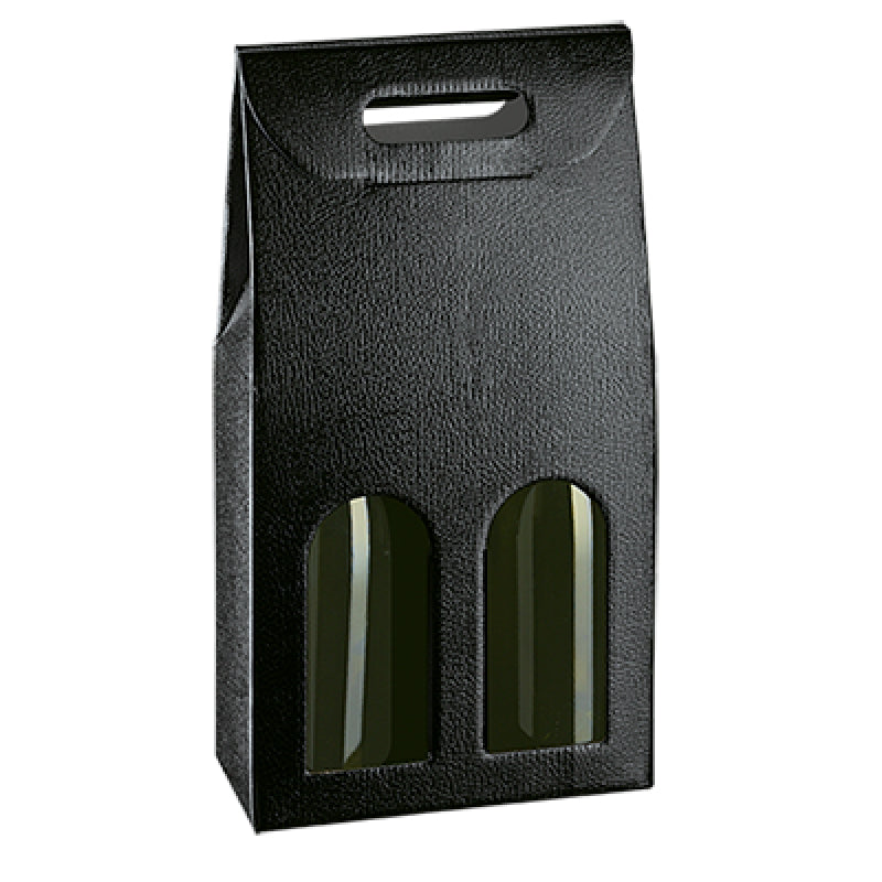 Caixas com Janela para Garrafas - Preto - "Pele"