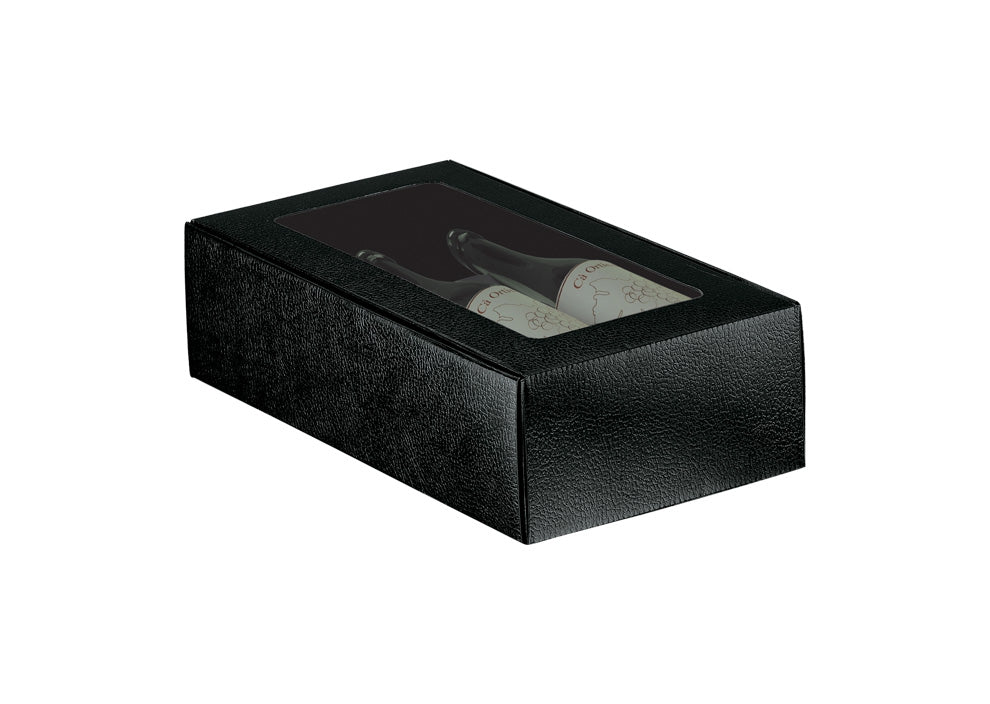 Cantinetta Window Boxes for Bottles - Black - "Leather"