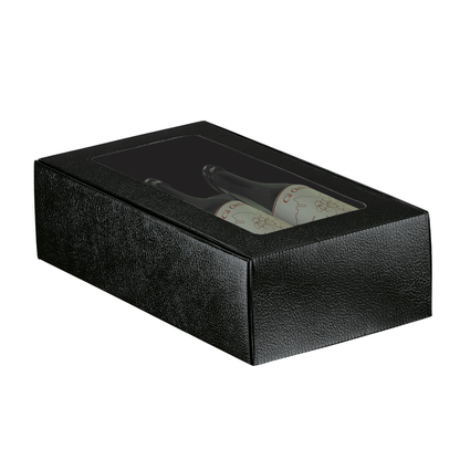 Cantinetta Window Boxes for Bottles - Black - "Leather"