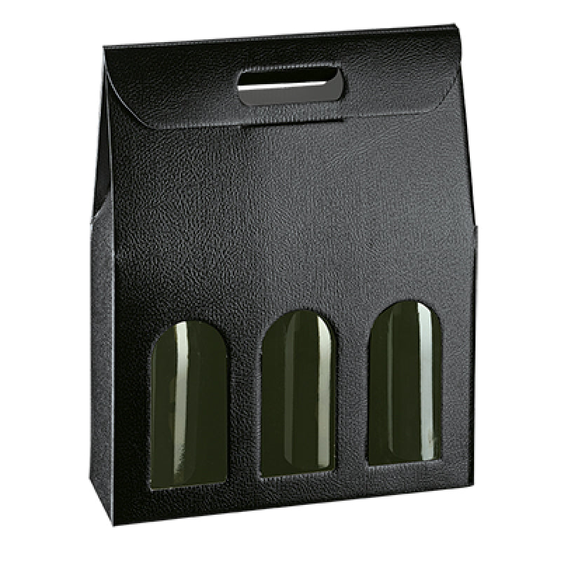 Caixas com Janela para Garrafas - Preto - "Pele"
