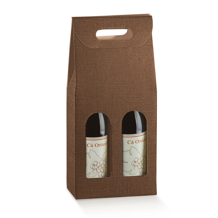 Caixas com Janela para Garrafas - Castanho - "Seta"