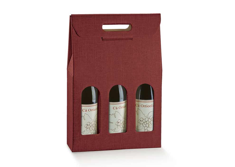 Cajas con Ventana para Botellas - Burdeos - "Seta"