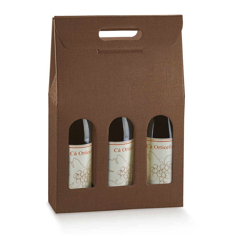 Caixas com Janela para Garrafas - Castanho - "Seta"
