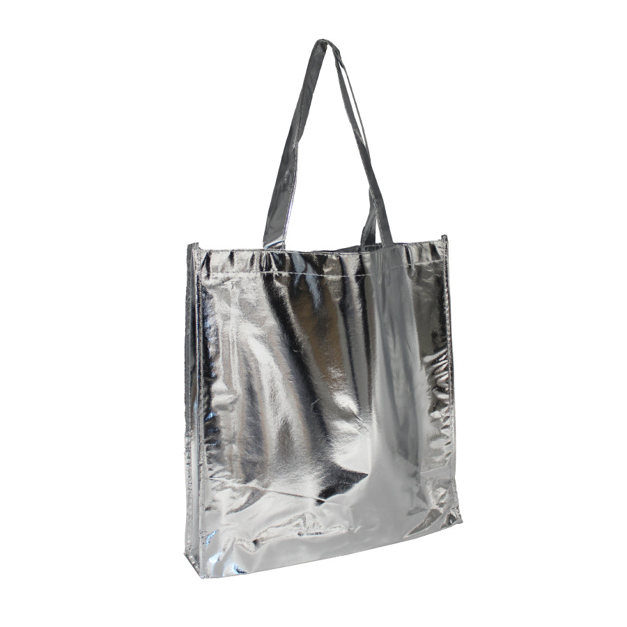 90gsm Non-Woven Bags with Handles - Gloss Laminated - Silver